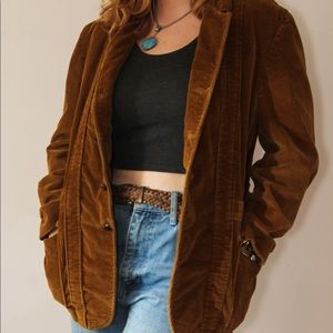 Oversized unisex mustard-colored corduroy blazer